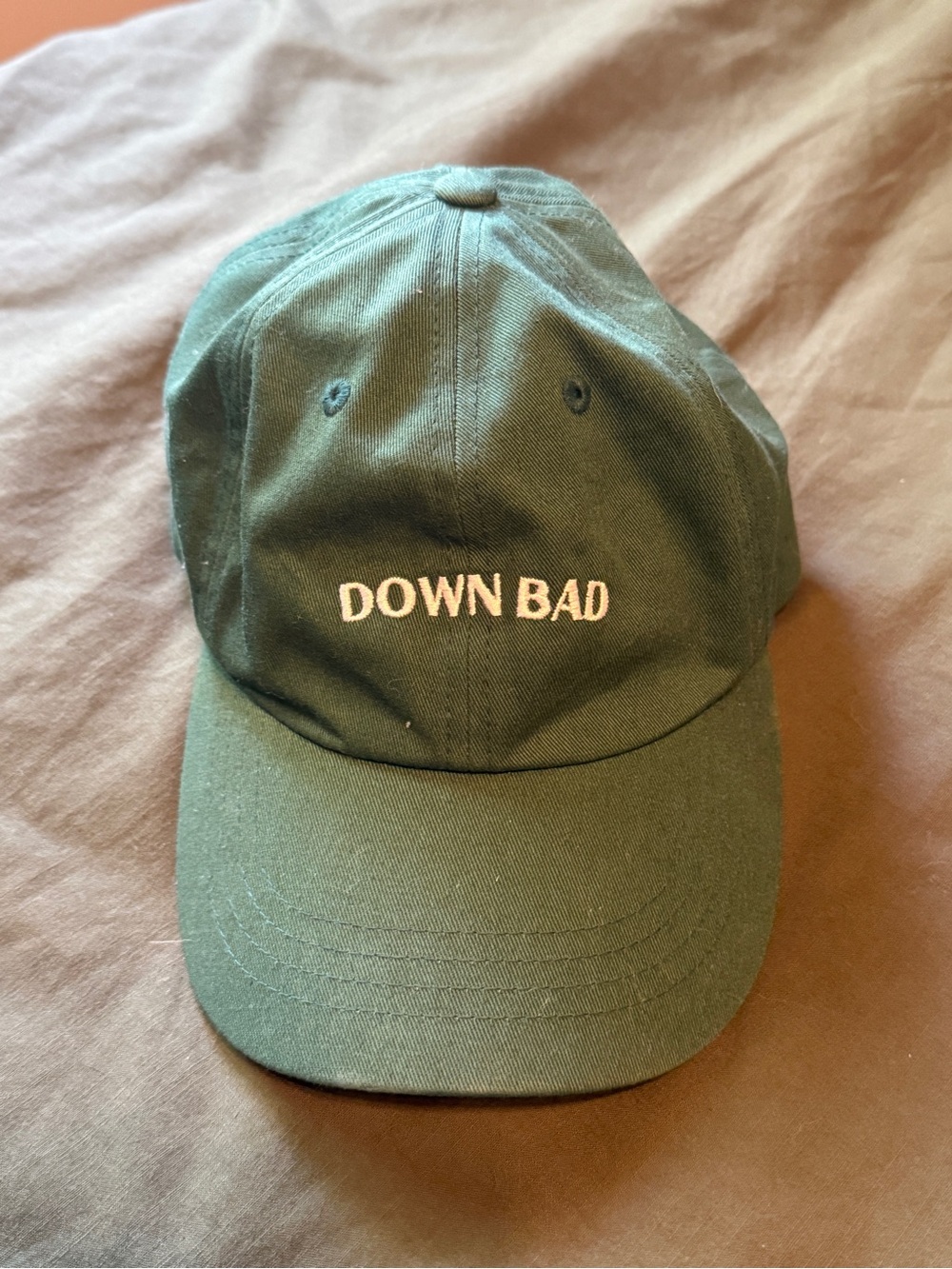Dark Green "DOWN BAD" Embroidered Dad Hat